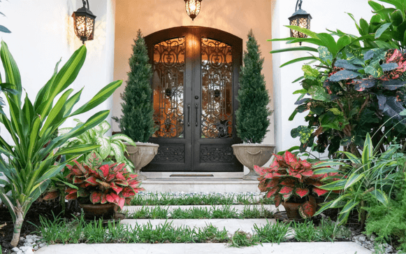 Stunning entranceway flora Residential landscape services in Naples by Executive Lawn Care