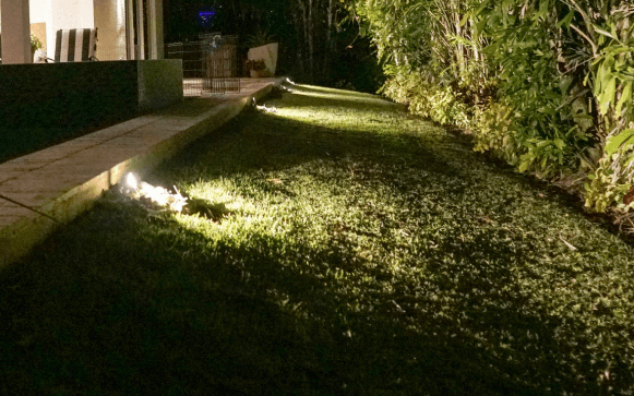 LED lighting built into pool deck LED landscape lighting in Naples by Executive Lawn Care